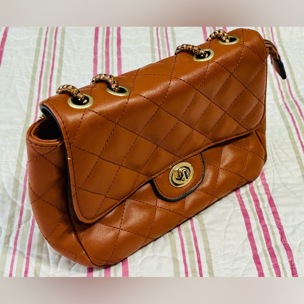Quilted Shoulder Bag, Brown